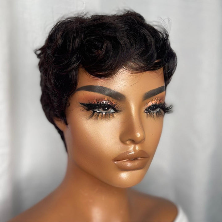 Glueless Short Pixie Wave Wig